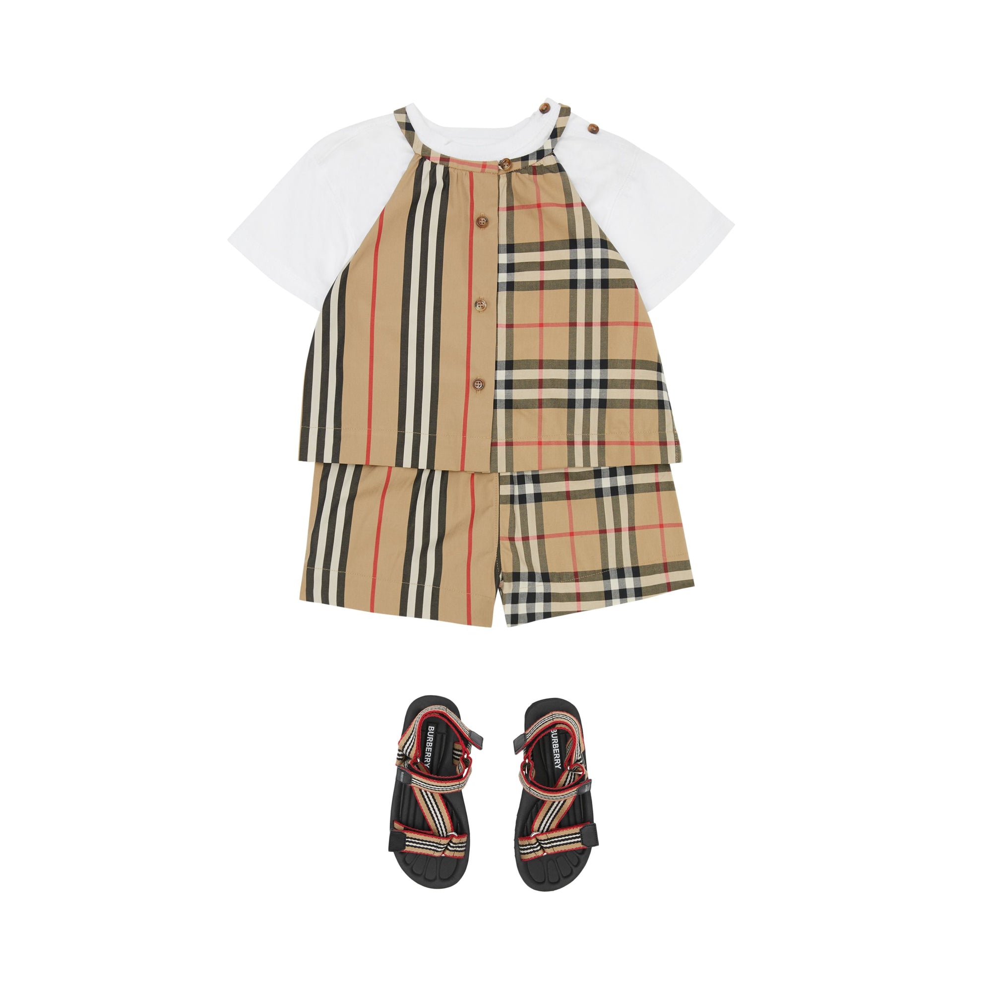 ARCHIVE BEIGE IP S Combinaison en coton avec Vintage check et rayures iconiques