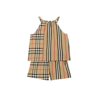 ARCHIVE BEIGE IP S Combinaison en coton avec Vintage check et rayures iconiques