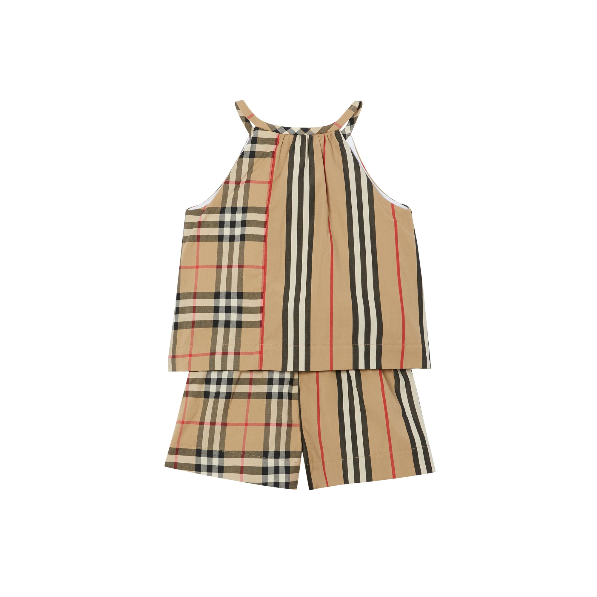 ARCHIVE BEIGE IP S Combinaison en coton avec Vintage check et rayures iconiques