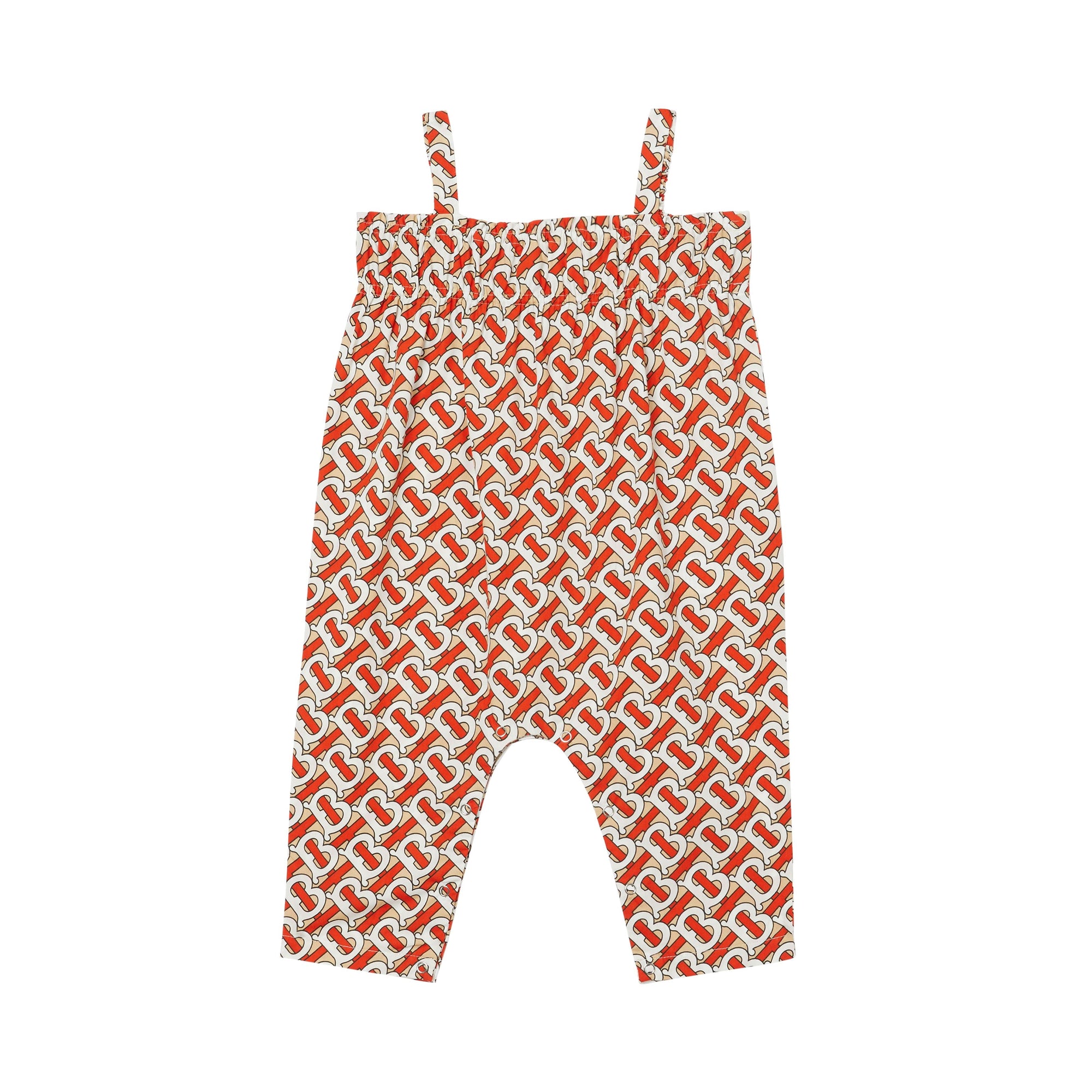 VERMILLION RED IP PT Combinaison en popeline de coton Monogram avec smocks