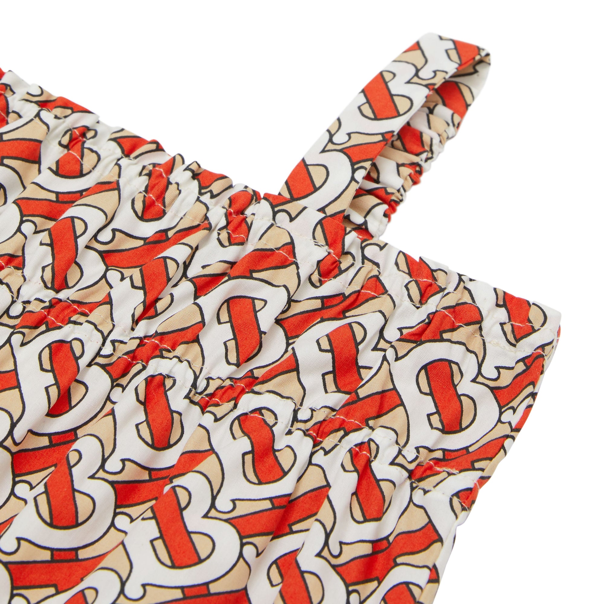 VERMILLION RED IP PT Combinaison en popeline de coton Monogram avec smocks