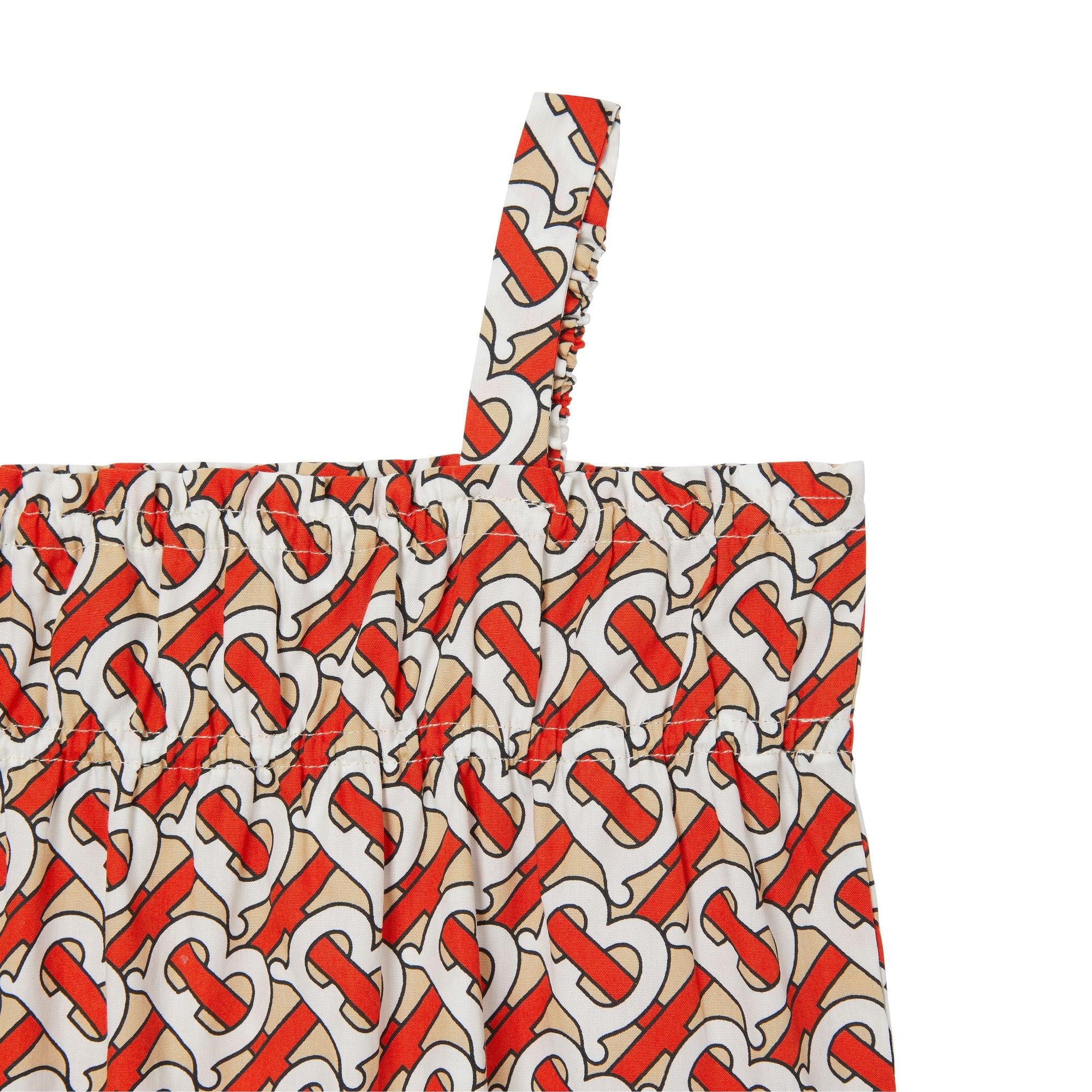 VERMILLION RED IP PT Combinaison en popeline de coton Monogram avec smocks