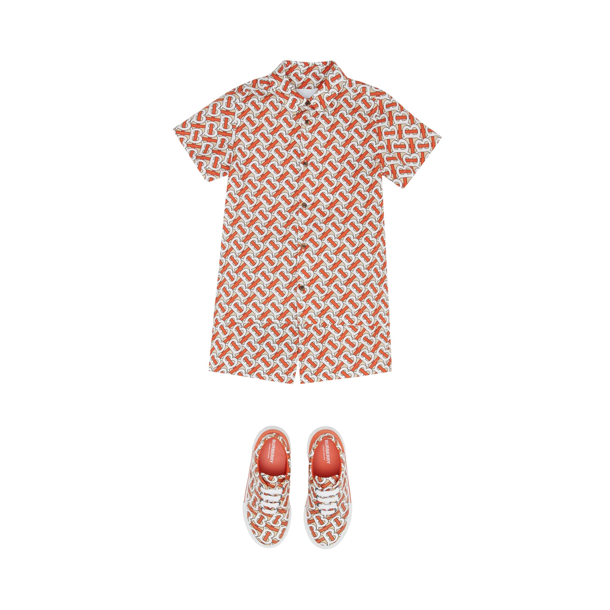 Short en popeline de coton monogram - Rouge vermillon
