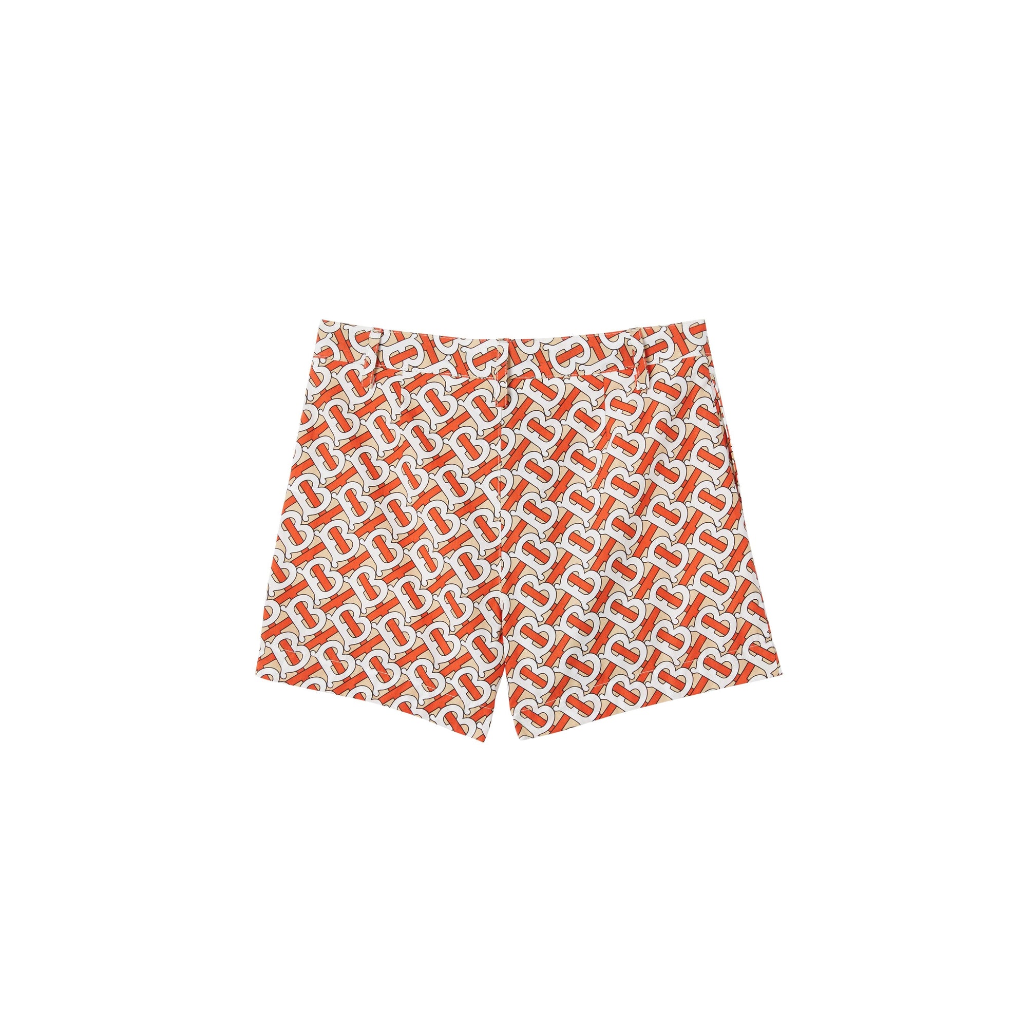 Short en popeline de coton monogram - Rouge vermillon
