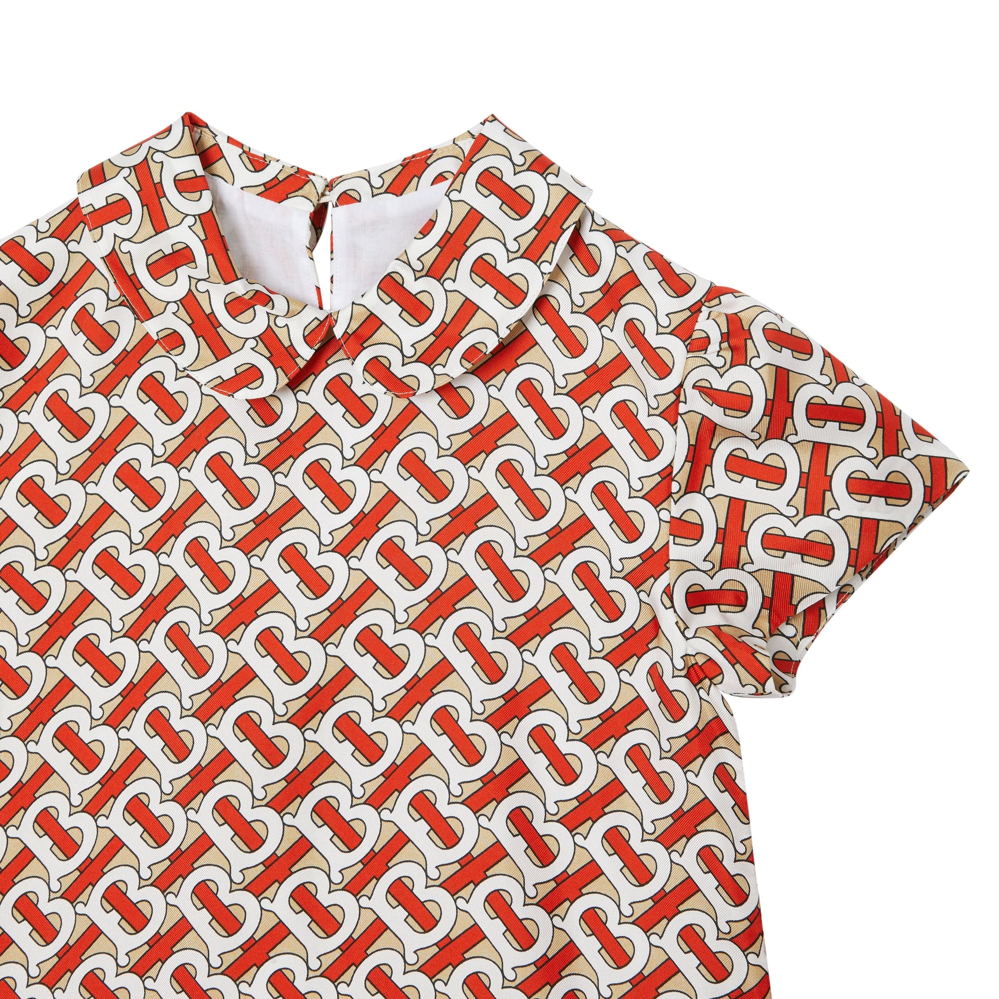 VERMILLION RED IP PT Robe en soie Monogram avec col Claudine
