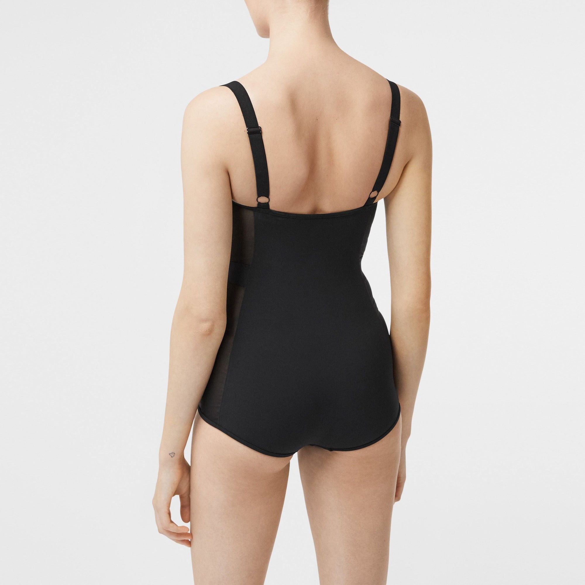 Maillot de bain avec panneau en mesh - Noir