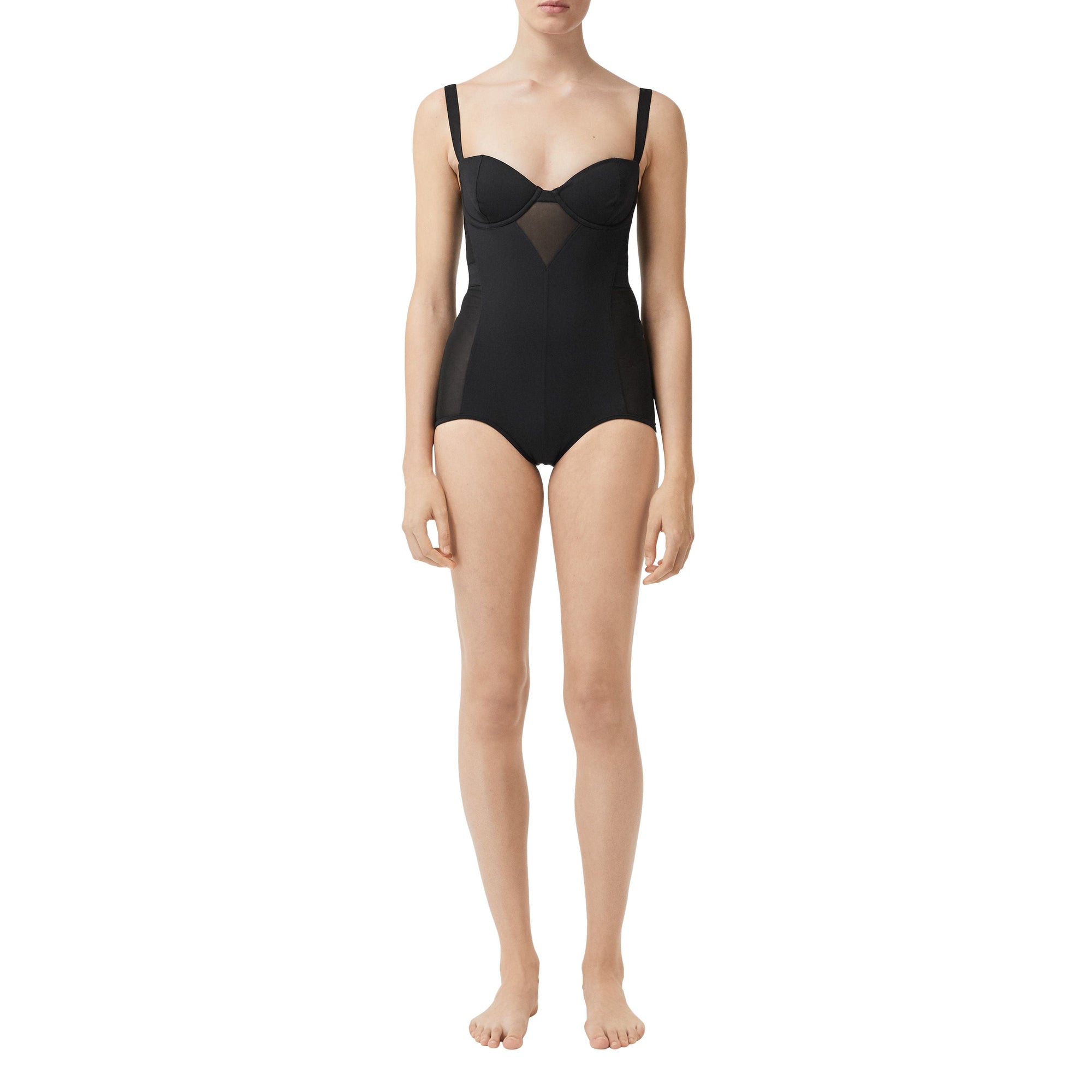 Maillot de bain avec panneau en mesh - Noir