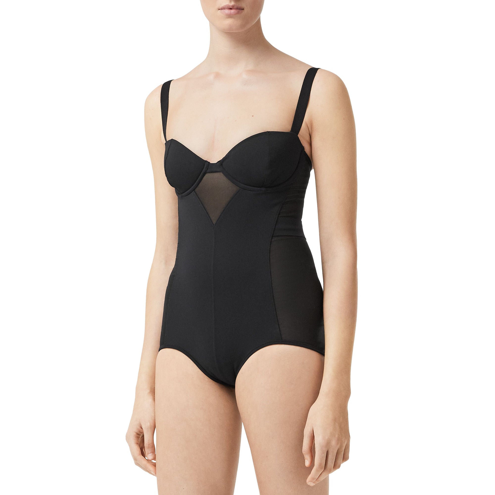 Maillot de bain avec panneau en mesh - Noir