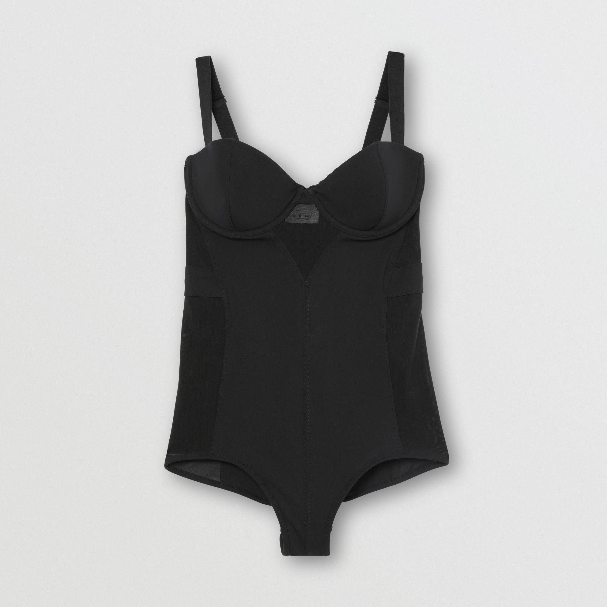 Maillot de bain avec panneau en mesh - Noir