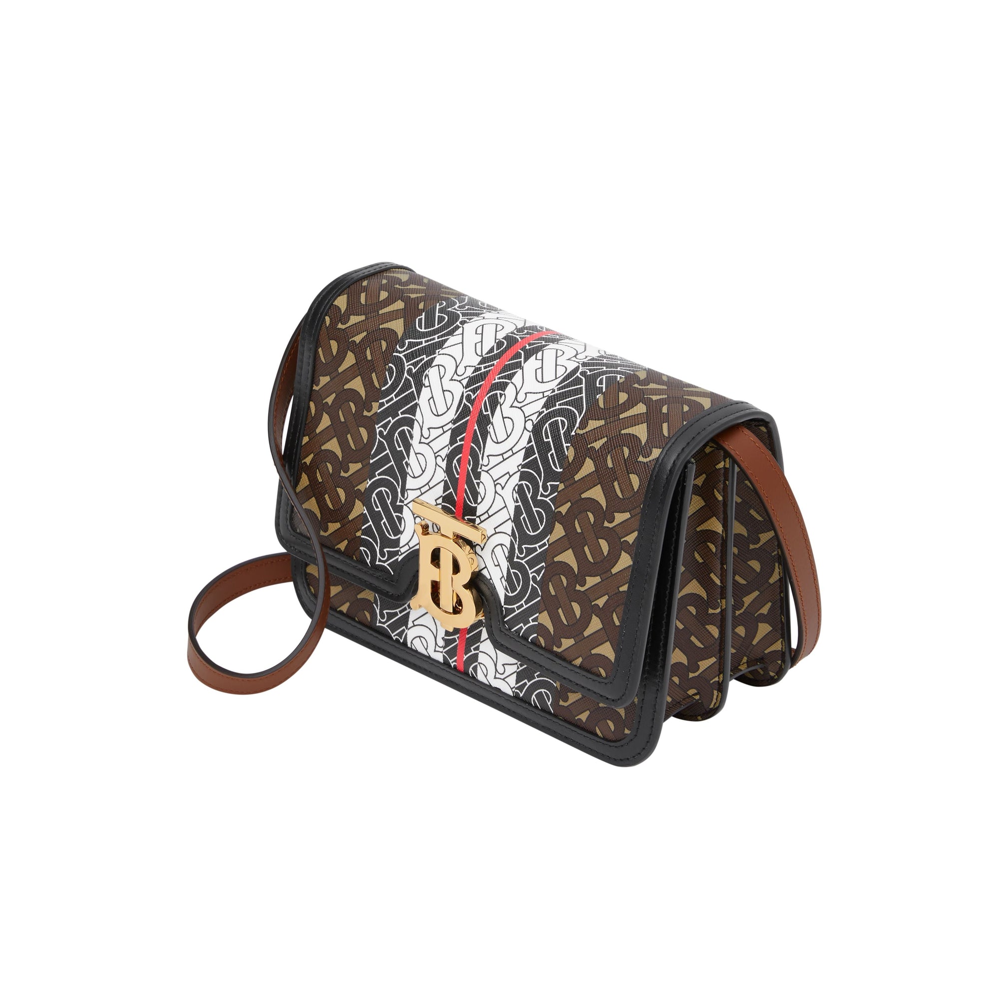 Petit sac TB en toile écologique rayé Monogram - Brun Bride
