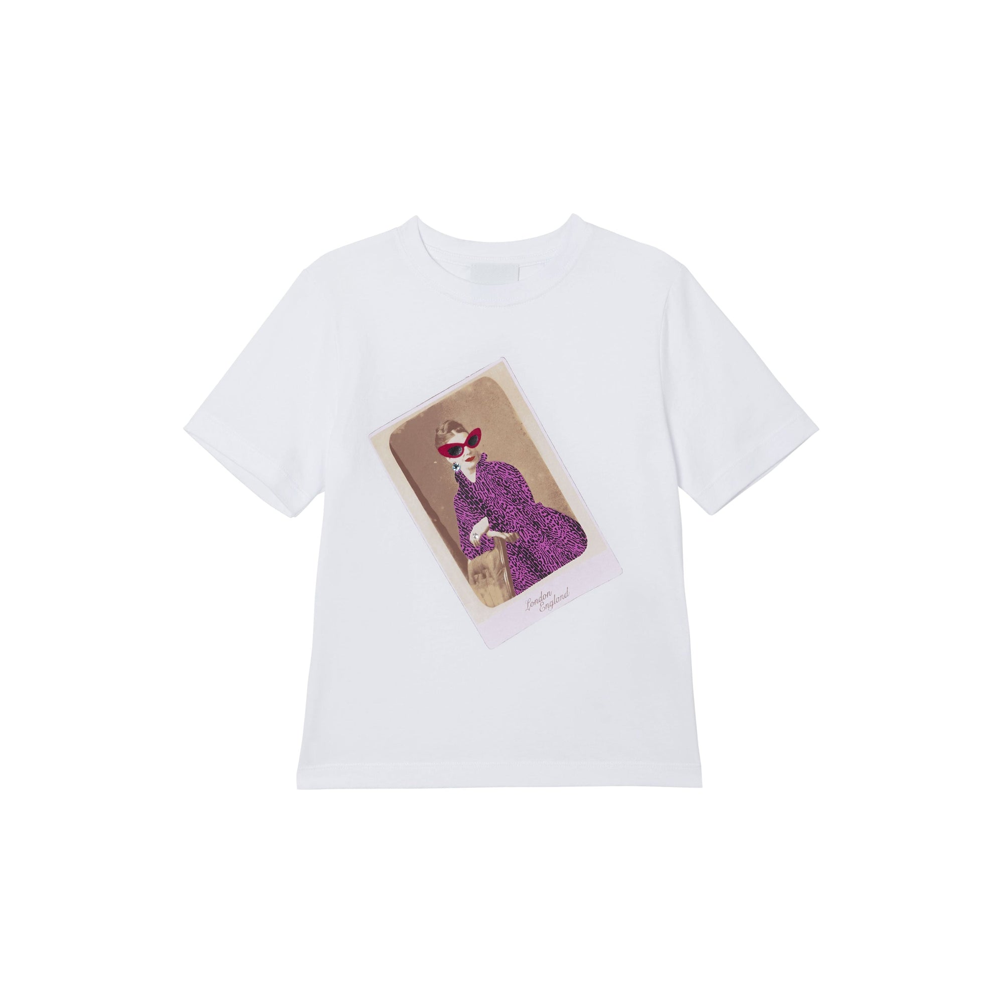 T-shirt en coton à imprimé collage - Blanc