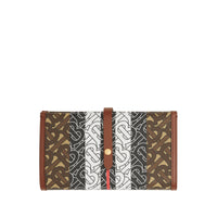Portefeuille à rabat en toile écologique rayé monogram - Brun bride