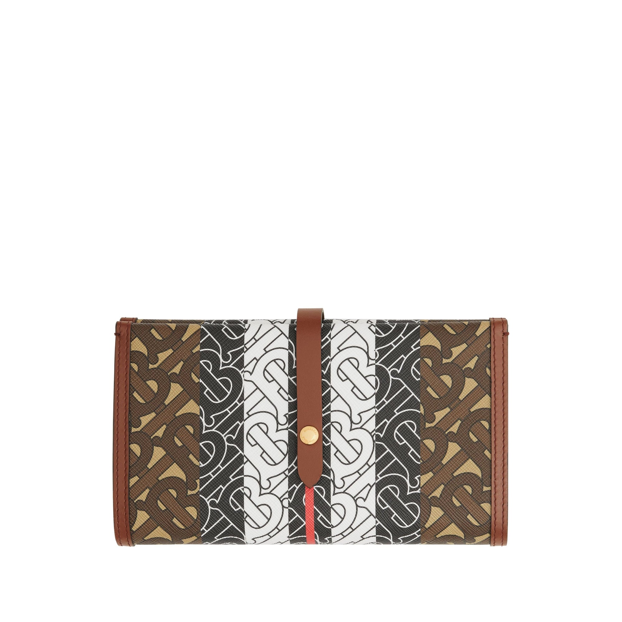 Portefeuille à rabat en toile écologique rayé monogram - Brun bride
