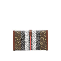 Portefeuille à rabat en toile écologique rayé monogram - Brun bride