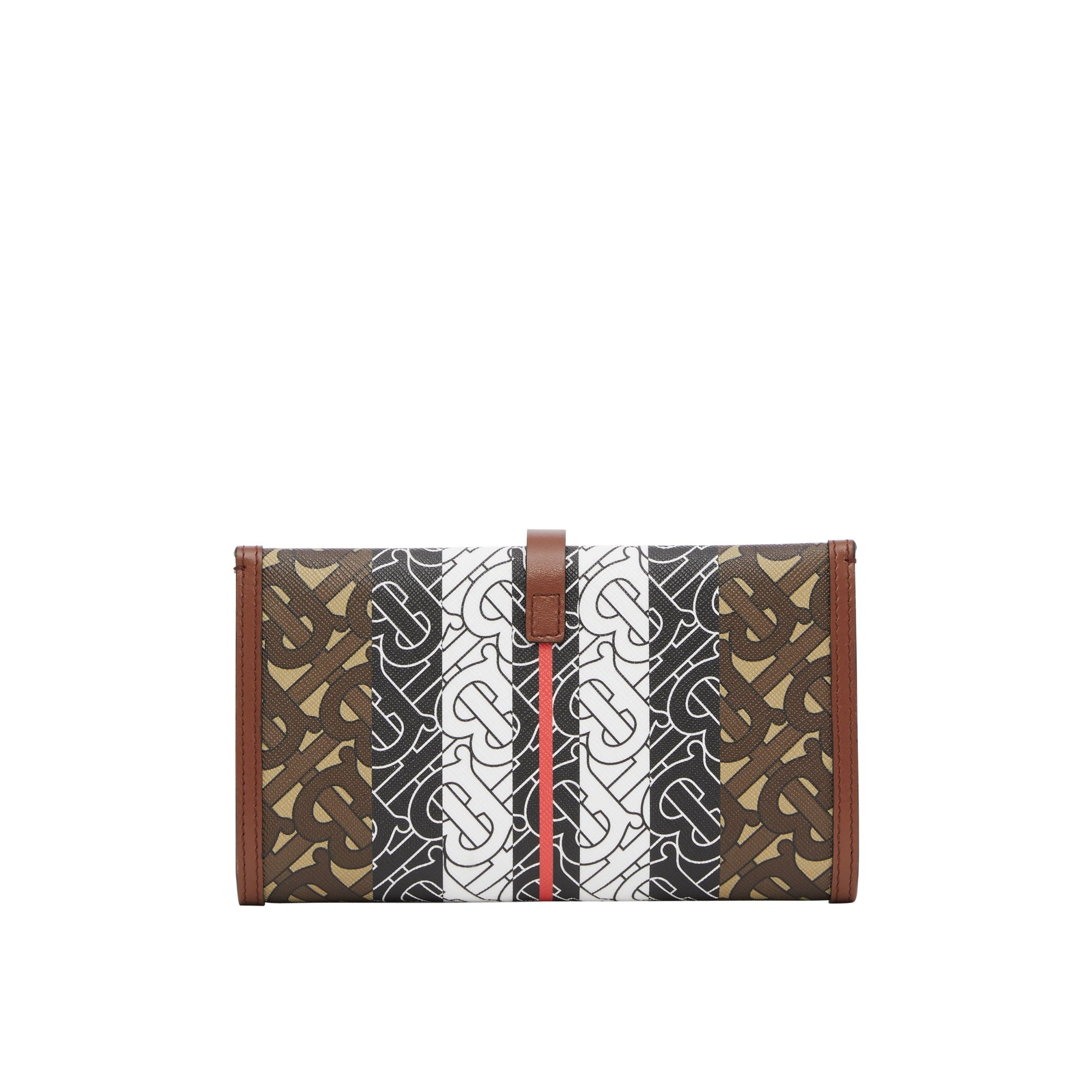 Portefeuille à rabat en toile écologique rayé monogram - Brun bride