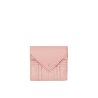 BLUSH PINK Portefeuille à rabat matelassé en cuir d'agneau