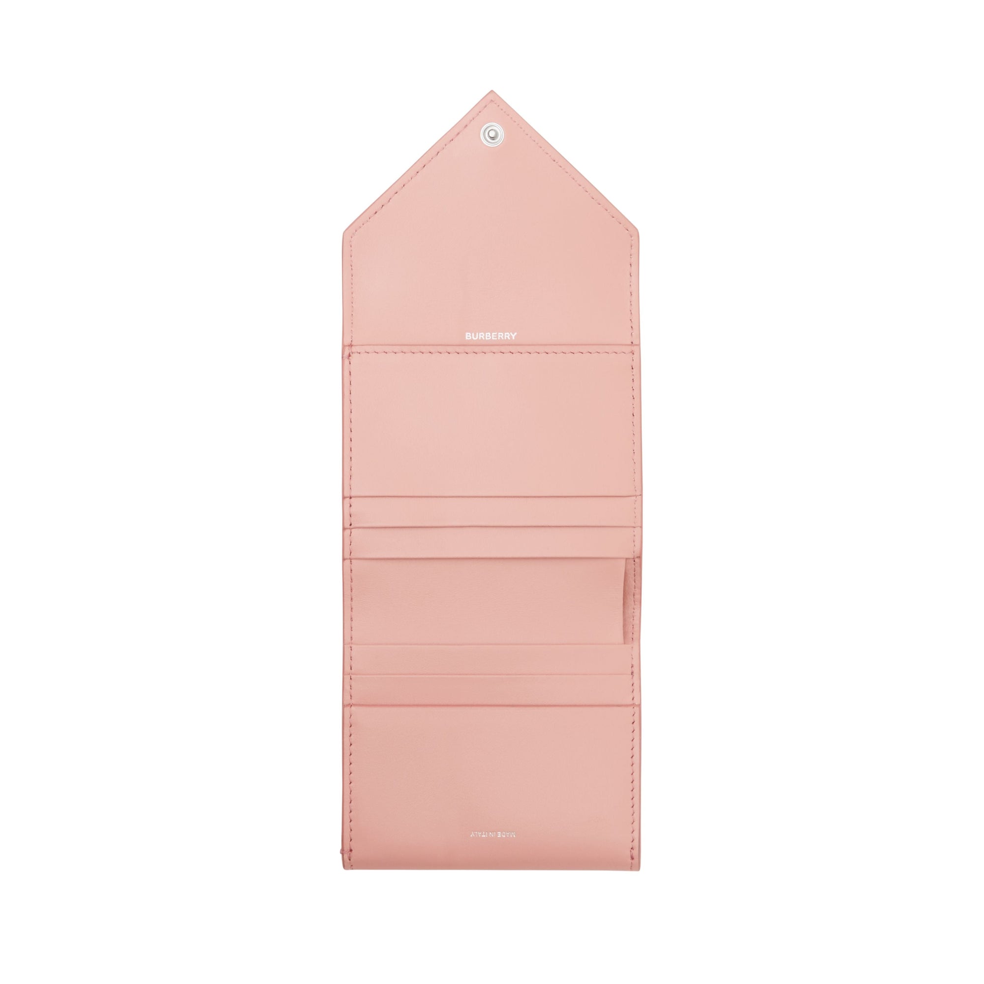 BLUSH PINK Portefeuille à rabat matelassé en cuir d'agneau