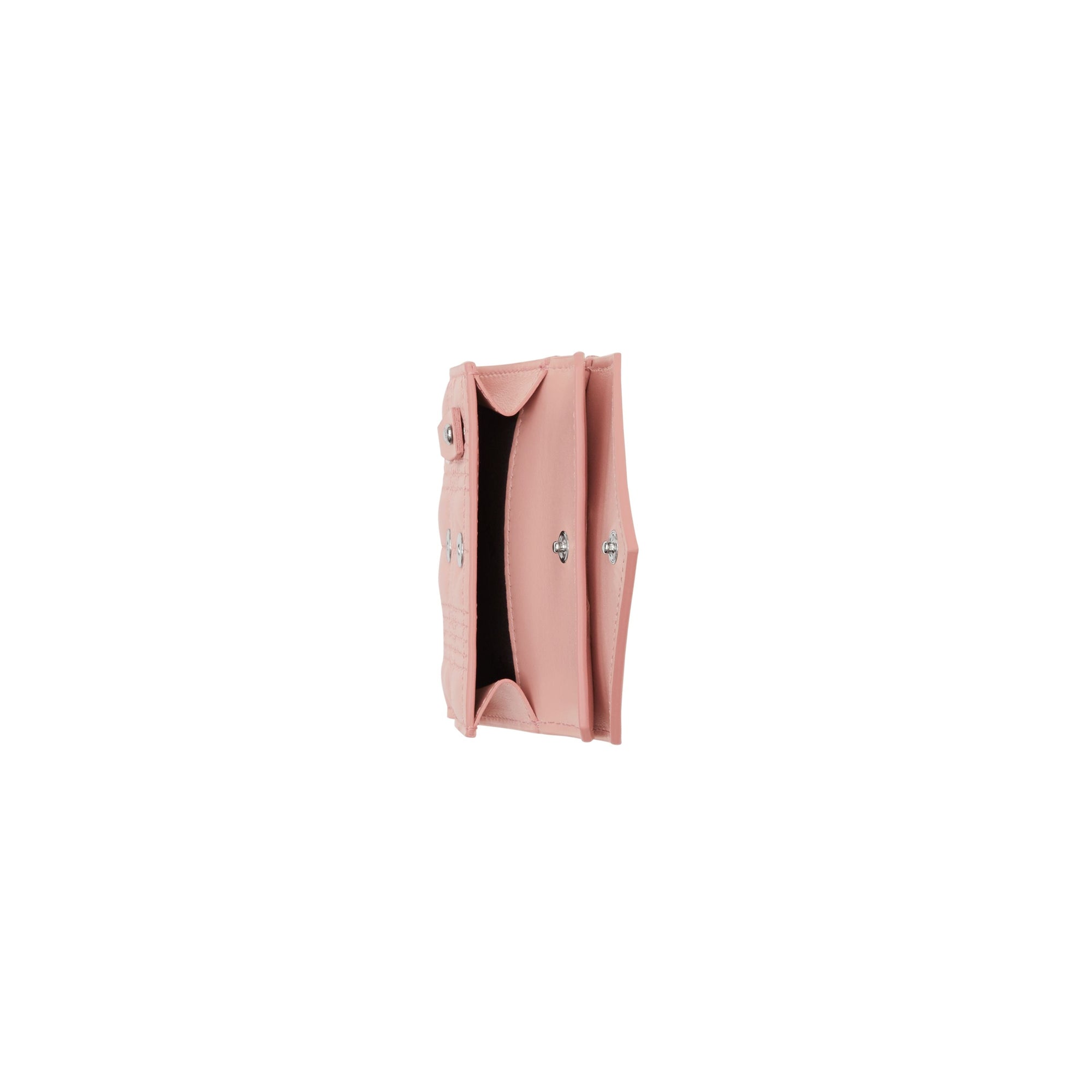 BLUSH PINK Portefeuille à rabat matelassé en cuir d'agneau