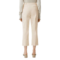 PALE CREAM Pantalon tailleur en toile de coton stretch avec logo