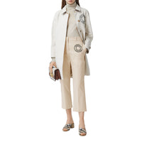 PALE CREAM Pantalon tailleur en toile de coton stretch avec logo
