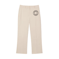PALE CREAM Pantalon tailleur en toile de coton stretch avec logo