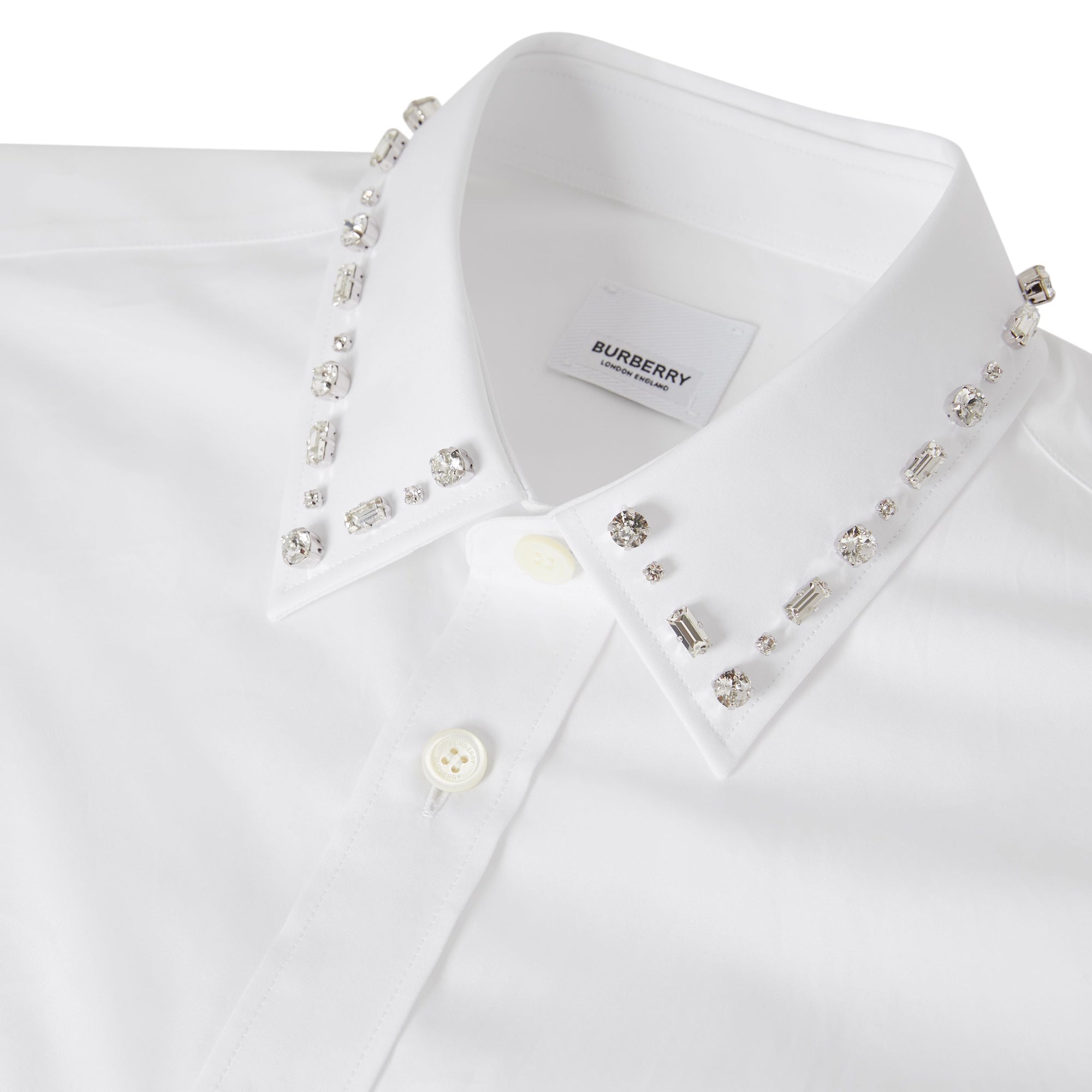 Chemise habillée en popeline de coton avec ornements - Blanc