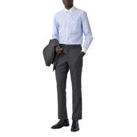 Chemise en coton à fines rayures avec ornements - Bleu pâle