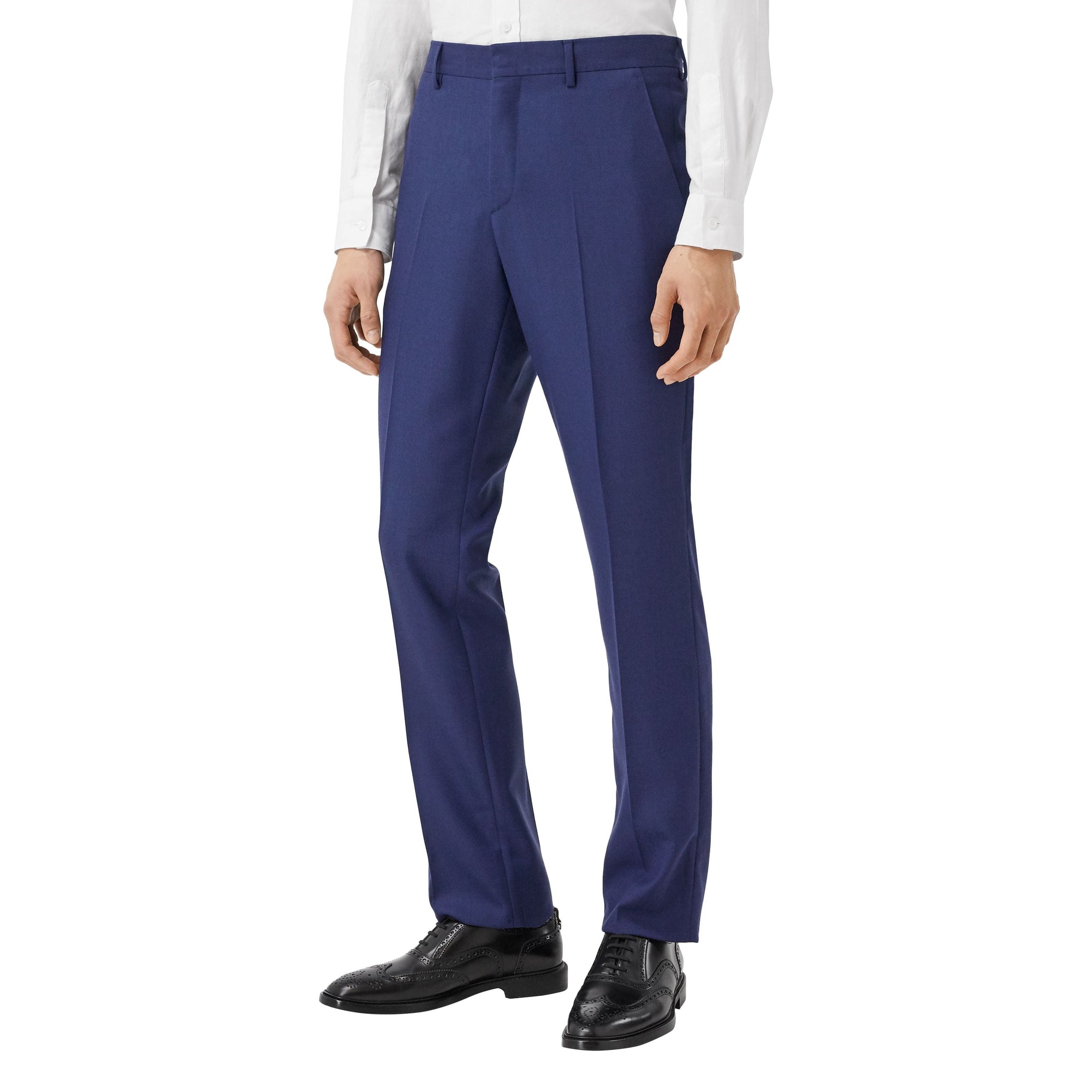 Pantalon de costume classique en laine à motif œil-de-perdrix - Marine vif