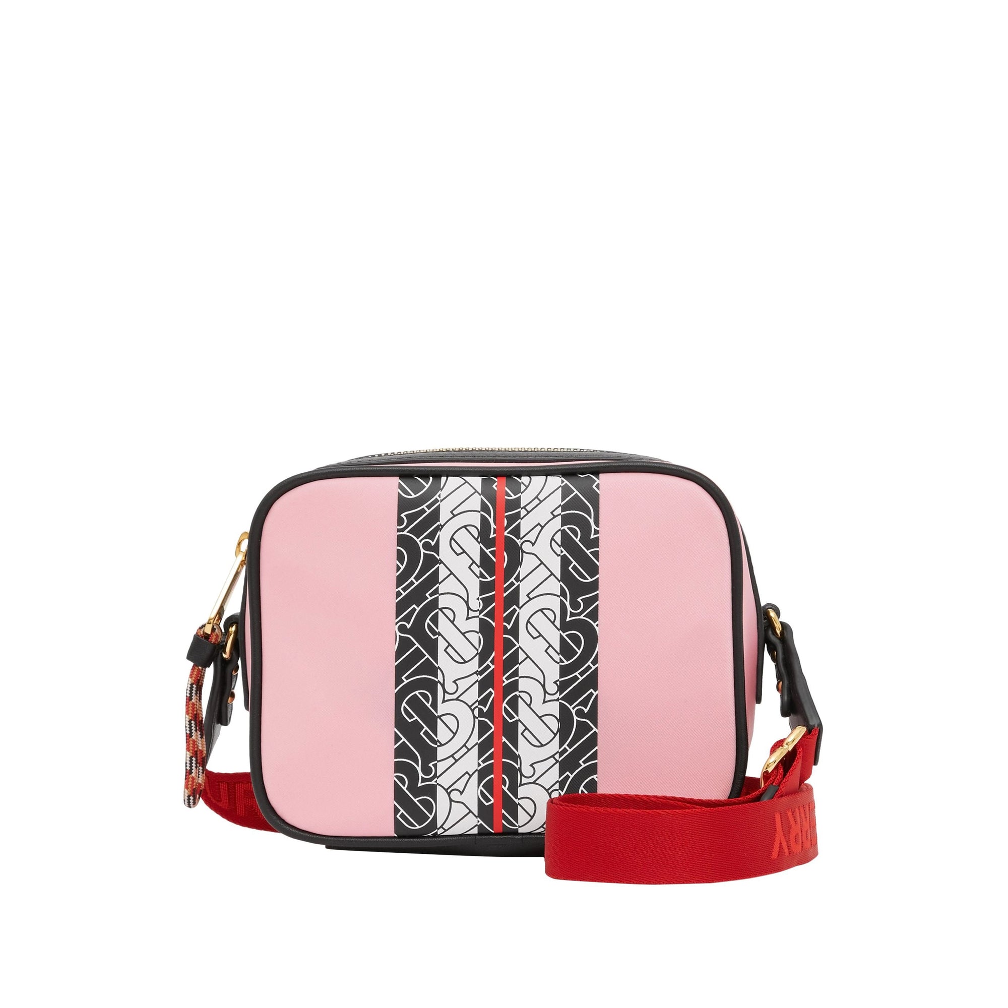 Sac caméra en econyl® rayé monogram - Rose bonbon