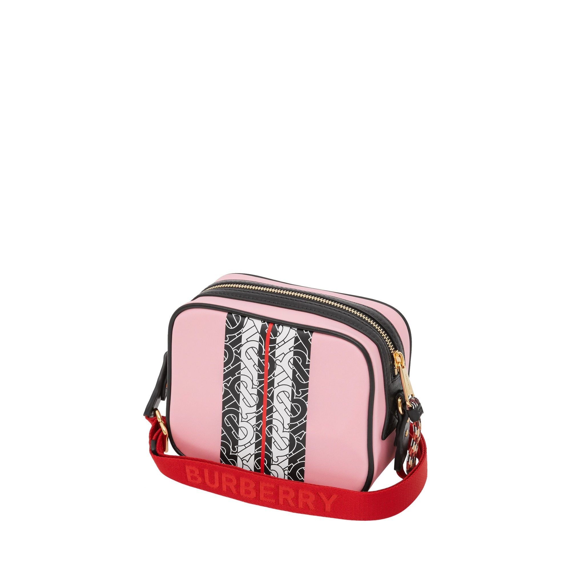 Sac caméra en econyl® rayé monogram - Rose bonbon