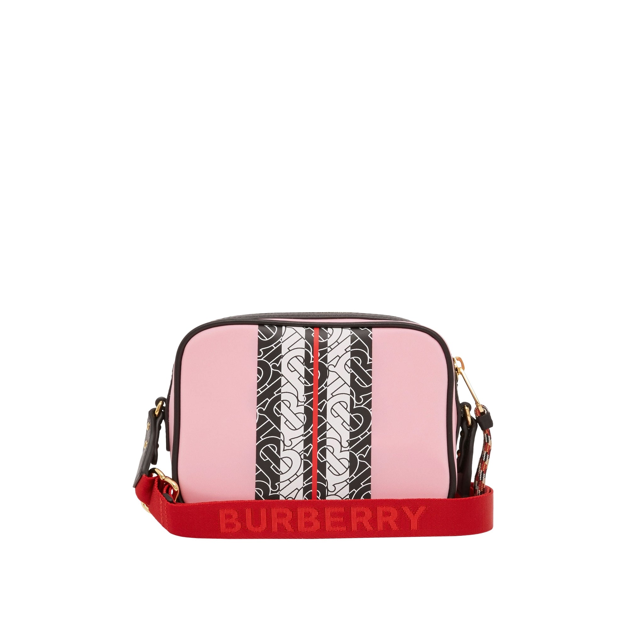 Sac caméra en econyl® rayé monogram - Rose bonbon