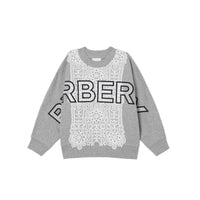 GREY MELANGE Sweat-shirt en coton avec panneau en dentelle et logo brodé