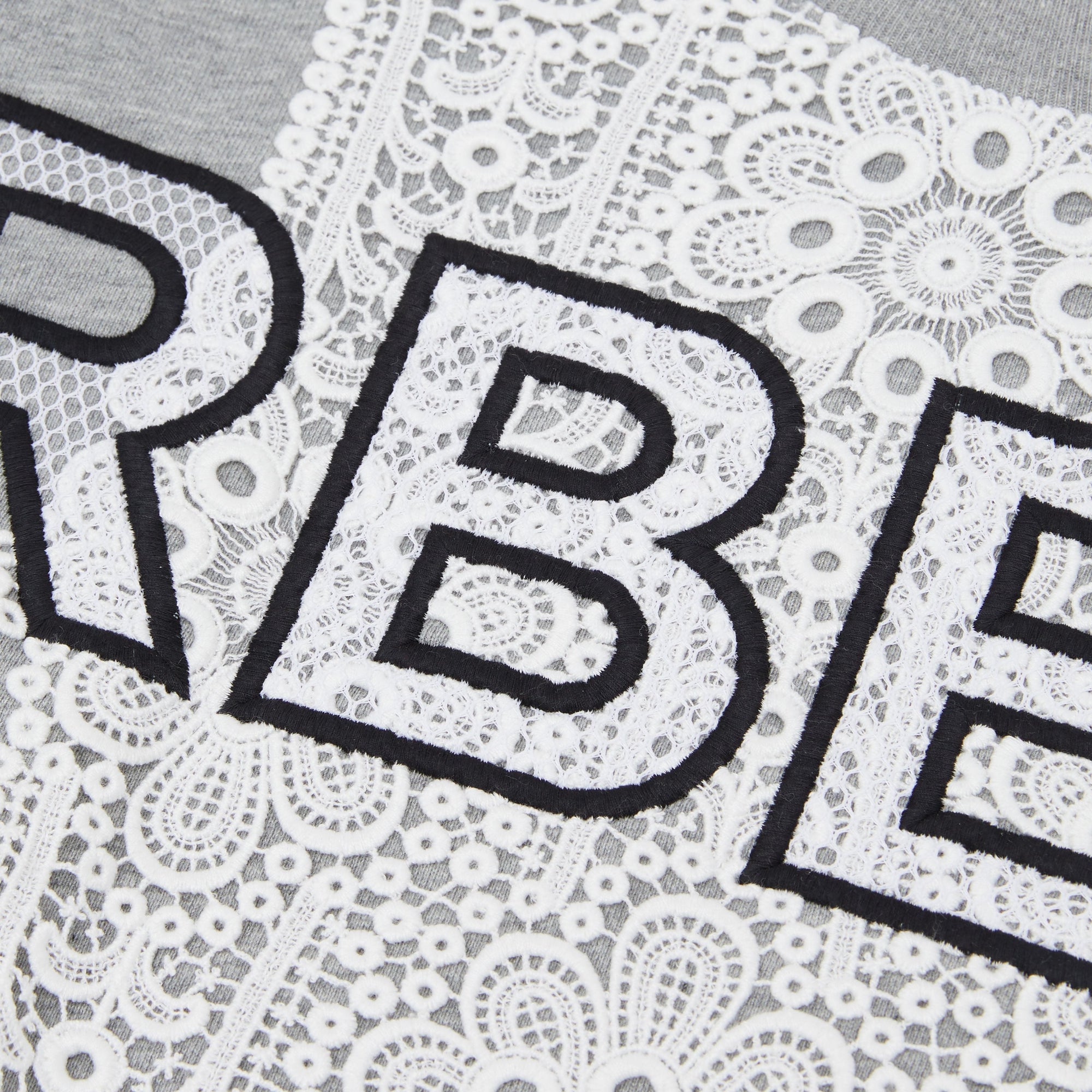 GREY MELANGE Sweat-shirt en coton avec panneau en dentelle et logo brodé