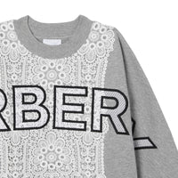 GREY MELANGE Sweat-shirt en coton avec panneau en dentelle et logo brodé