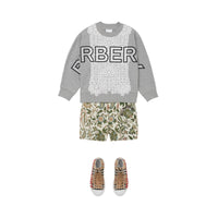 GREY MELANGE Sweat-shirt en coton avec panneau en dentelle et logo brodé