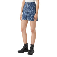 MID INDIGO Minijupe en denim à imprimé daim