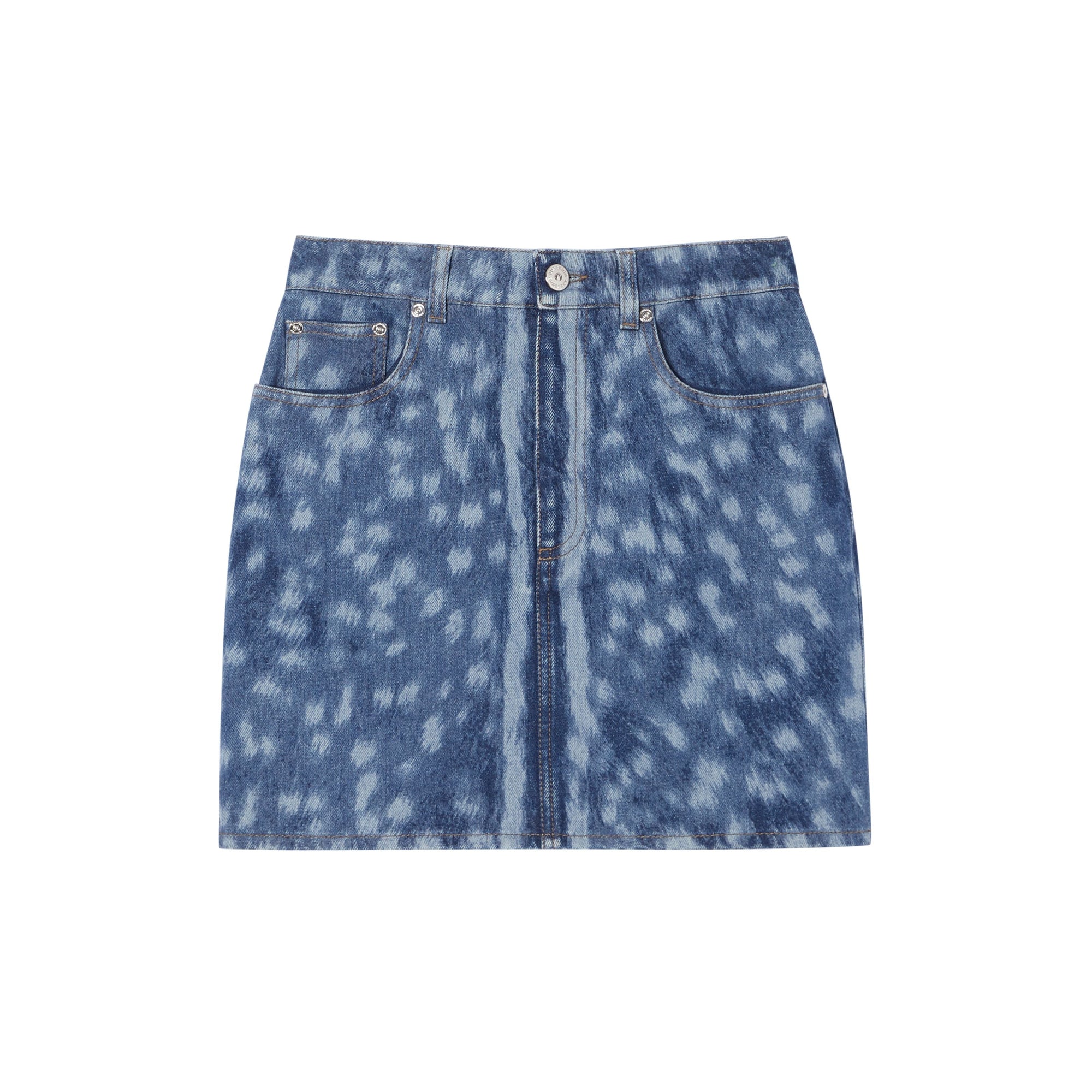 MID INDIGO Minijupe en denim à imprimé daim