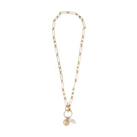 Collier à maillons plaqué or avec perle en résine - Or clair