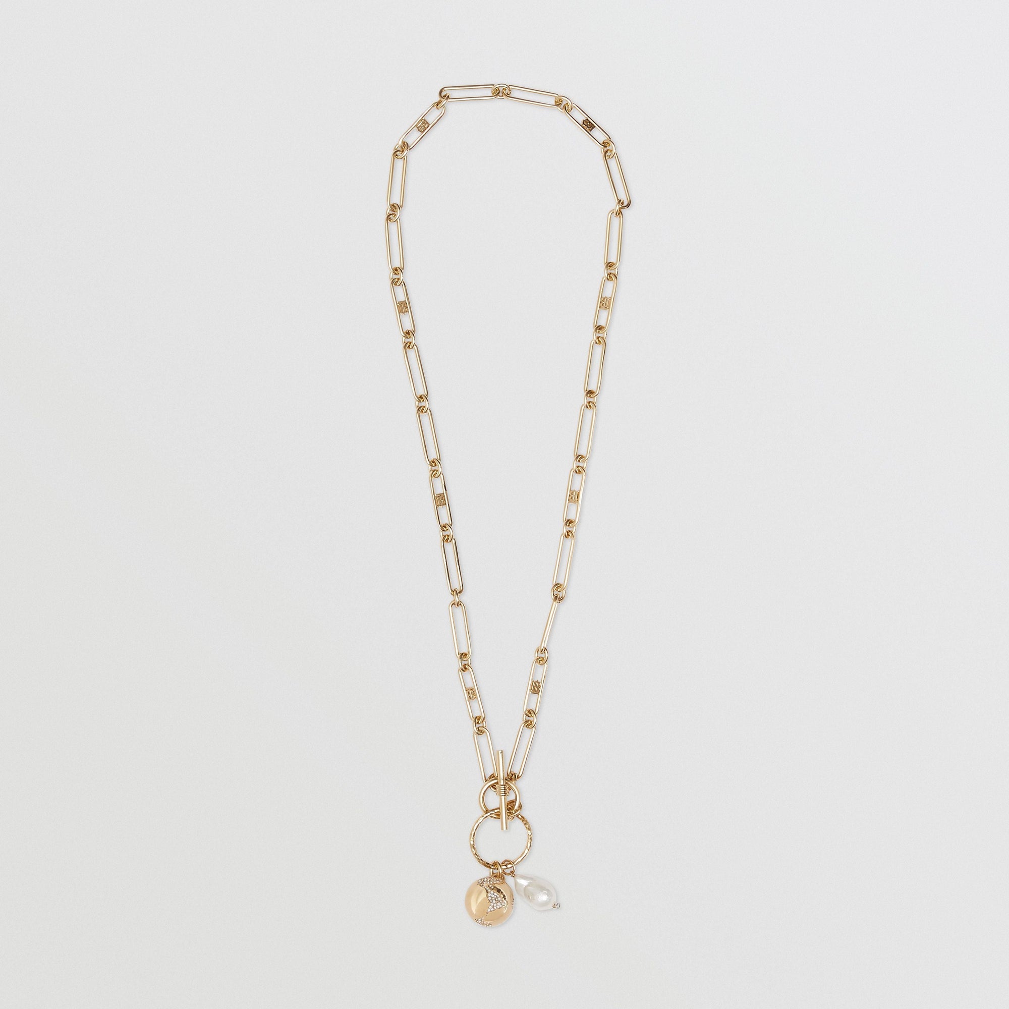 Collier à maillons plaqué or avec perle en résine - Or clair