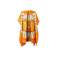 Cape en sergé de soie à imprimé écharpes d'archive - Orange vif
