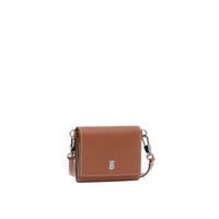 TAN Petit portefeuille en cuir grainé avec sangle amovible