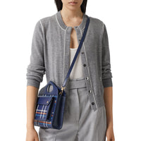 Mini sac pocket en cuir tressé - Bleu & blanc & orange