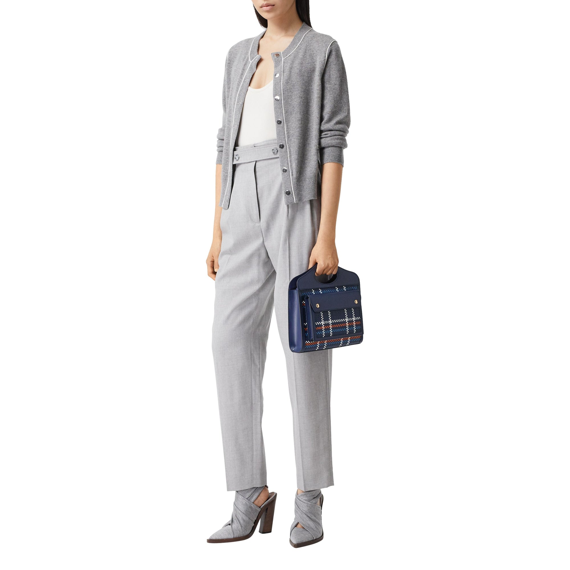 BLUE/WHITE/ORANGE Mini sac Pocket en cuir tressé