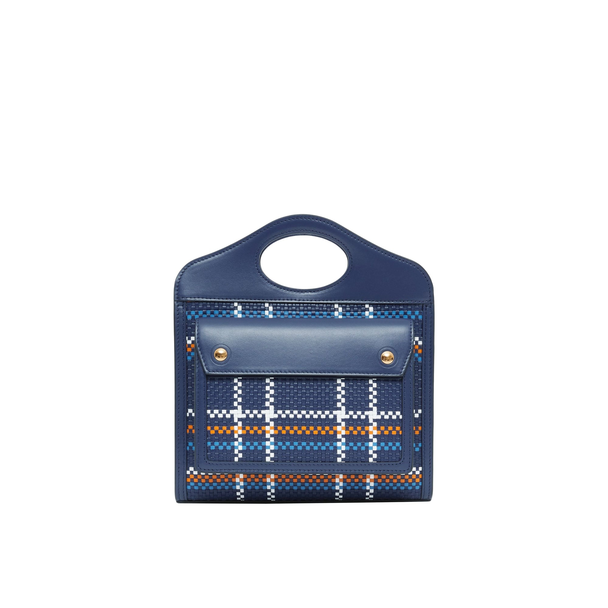BLUE/WHITE/ORANGE Mini sac Pocket en cuir tressé