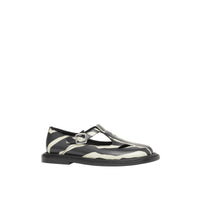Salomés en cuir à imprimé zèbre - Noir & blanc