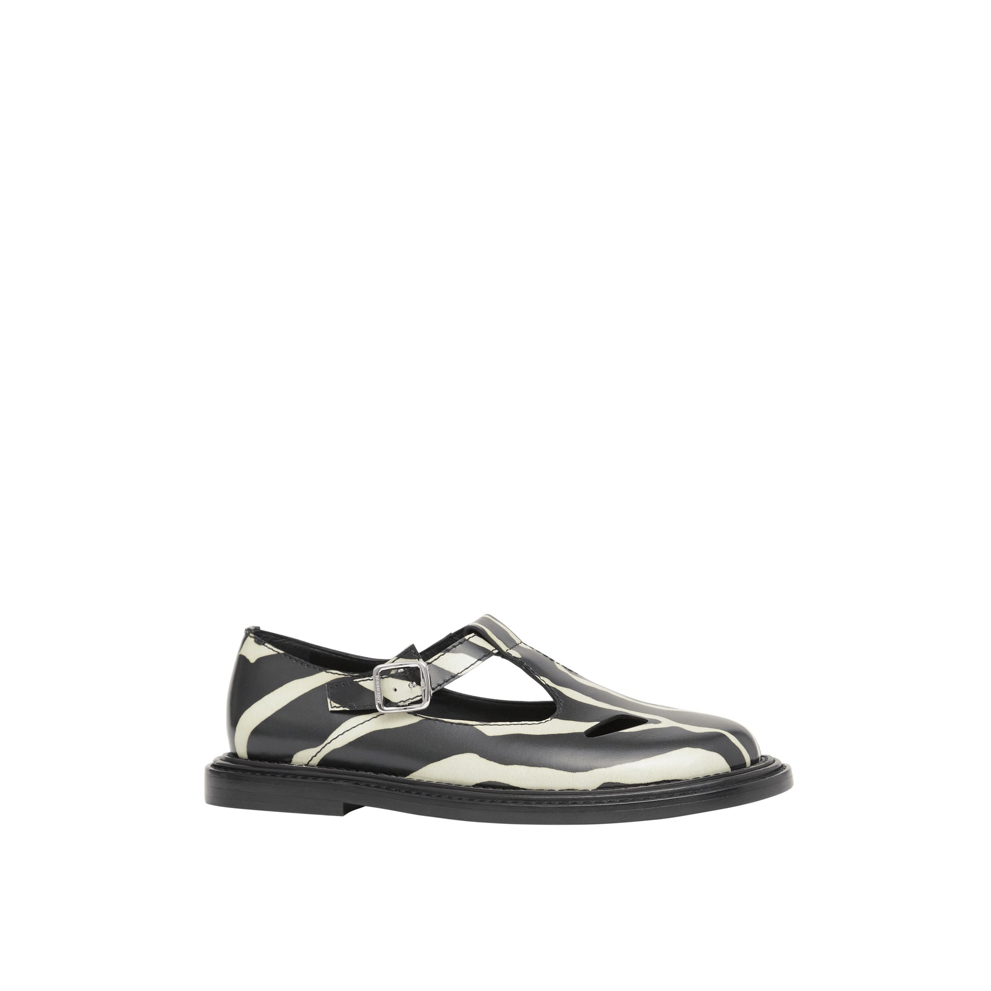 Salomés en cuir à imprimé zèbre - Noir & blanc