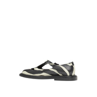 Salomés en cuir à imprimé zèbre - Noir & blanc
