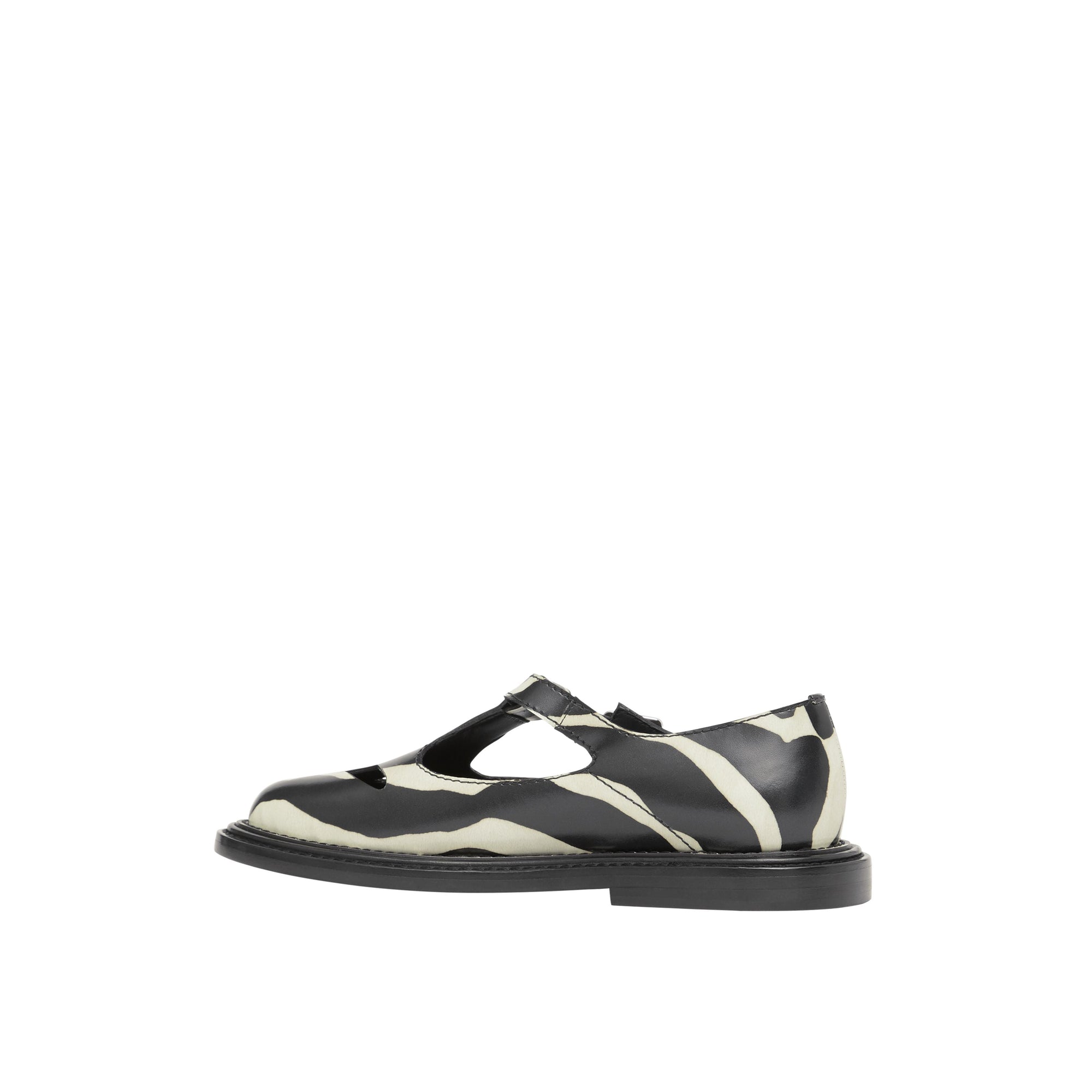 Salomés en cuir à imprimé zèbre - Noir & blanc