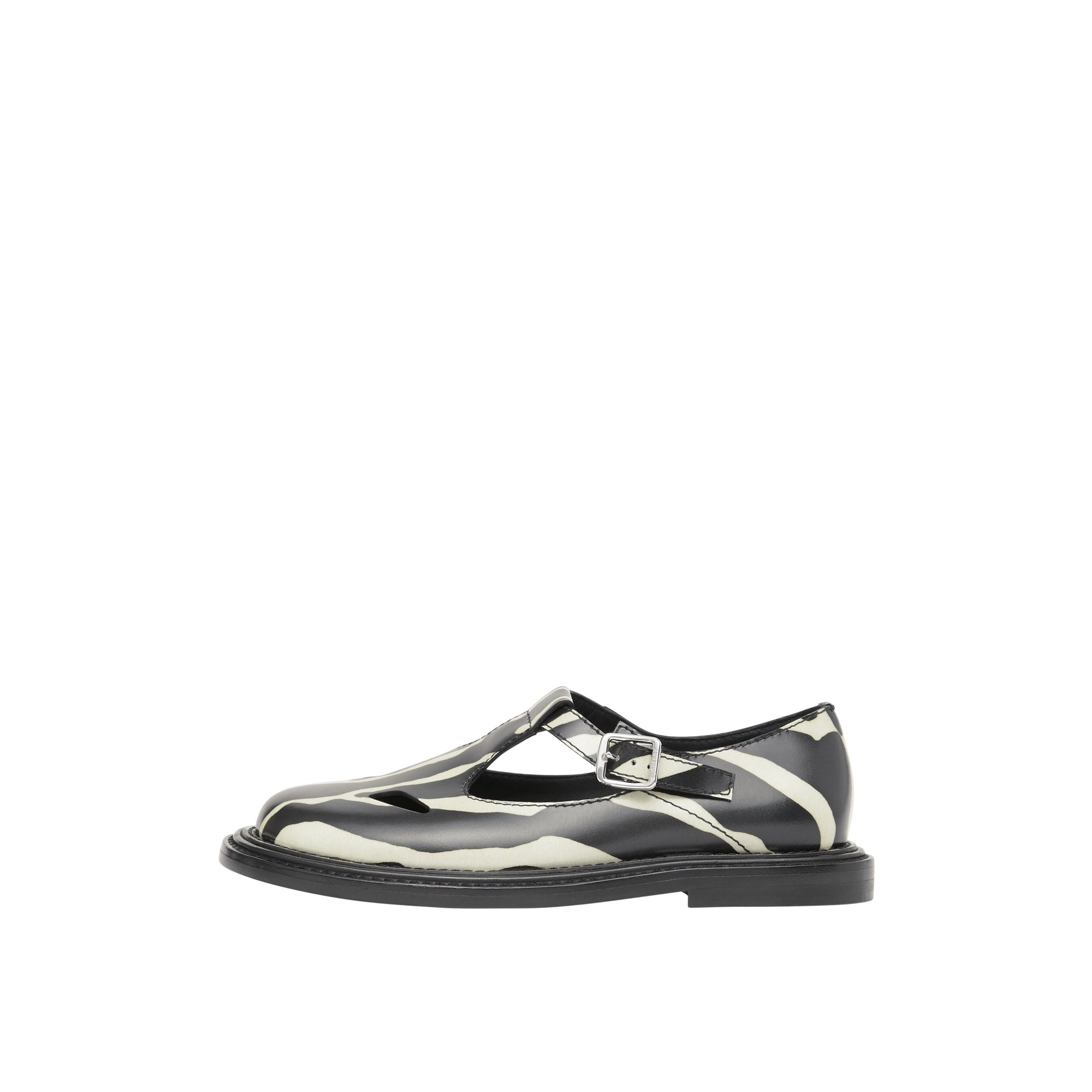 Salomés en cuir à imprimé zèbre - Noir & blanc