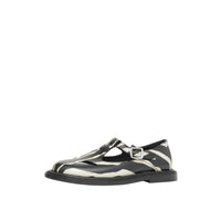 Salomés en cuir à imprimé zèbre - Noir & blanc